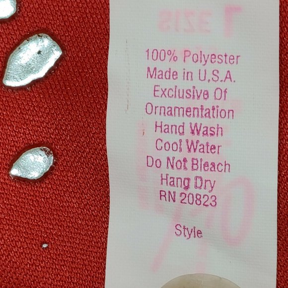 MINI RED DRESS WITH SILVER MOLTEN DROPS BY FARIS STYLE SIZE L - Picture 6 of 8